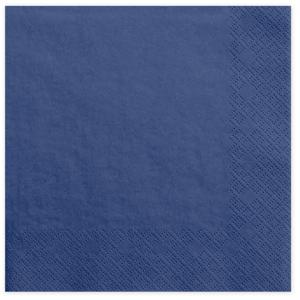 Partydeco tafel servetten van papier - donkerblauw - 33 x 33 cm - Wegwerp servetten voor diner/lunch