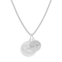 Echo lijntekening ketting met dubbele bedel - Stainless steel - Zilver
