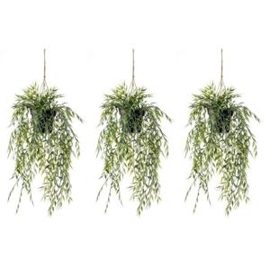 Groene bamboe kunstplant - 3x - 50 cm - in hangende pot - Kunstplanten/nepplanten