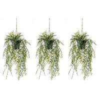 Groene bamboe kunstplant - 3x - 50 cm - in hangende pot - Kunstplanten/nepplanten