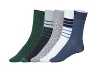 LIVERGY 5 paar heren sokken (43-46, Zwart/grijs/groen/marineblauw/blauw)