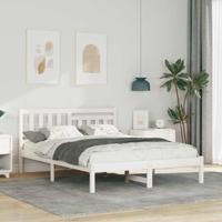 Bedframe met hoofdeinde Wit 120 x 200 cm Massief grenenhout