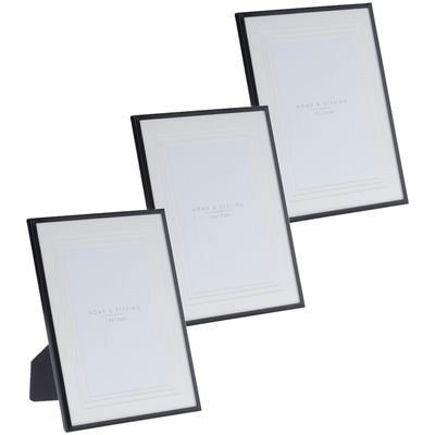 3x stuks aluminium fotolijst zwart geschikt voor een foto van 15 x 20 cm