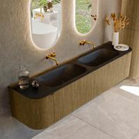 Badmeubel Mondiaz Kurve | 190 cm cm | Meubelkleur Dusk | Wastafelkleur Urban | Solid surface | Wasbak beiden zijden spoelbak | Zonder kraangat(en)