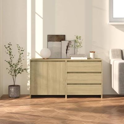 2 st Dressoirs bewerkt hout sonoma eikenkleurig
