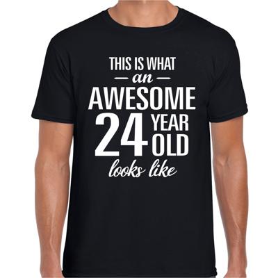 Awesome 24 years - geweldig 24 jaar cadeau t-shirt - zwart - voor heren - Verjaardag cadeau