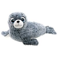 Creation pluche Zeehond knuffeldier - grijs/wit - liggend - 50 cm - thumbnail