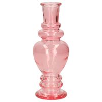 Ideas 4 Seasons Bloemenvaas Venice - voor kleine stelen/boeketten - gekleurd sierglas - helder roze - D5.7 x H15 cm - Va