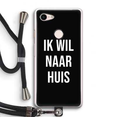 Ik wil naar huis - Zwart: Pixel 3 Transparant Hoesje met koord