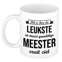 Leukste en meest geweldige meester cadeau mok / beker wit 300 ml - feest mokken - thumbnail