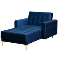 Beliani - ABERDEEN - Chaise longue - Blauw - Symmetrisch - Fluweel - thumbnail