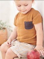 T-shirt baby's twee materialen karamel