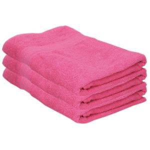 3x Voordelige badhanddoeken fuchsia roze 70 x 140 cm 420 grams