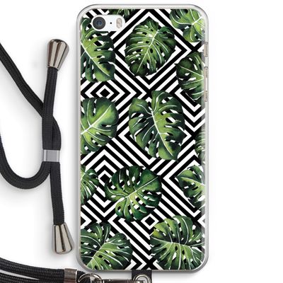 Geometrische jungle: iPhone 5 / 5S / SE Transparant Hoesje met koord