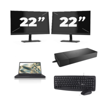 Fujitsu Lifebook A3510 - Intel Core i3-10e Generatie - 15 inch - 8GB RAM - 256GB SSD - Windows 11 Home + 2x 22 inch Monitor