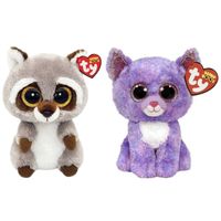 Ty - Knuffel - Beanie Boo's - Racoon & Cassidy Cat