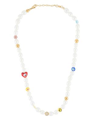 Nialaya Jewelry collier orné de perles - Blanc