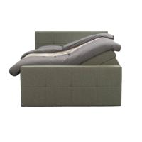 Leen Bakker - Boxspring Met Opbergruimte En Voetbord Liv Geblokt - 180x200cm - Stof - Groen