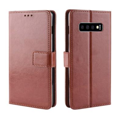 Retro Crazy Horse Texture horizontale flip lederen case voor Galaxy S10 (5G) met houder & kaart slots & foto frame (bruin)