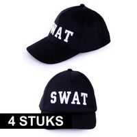 4x Politie verkleed petjes SWAT politie voor volwassenen   - - thumbnail