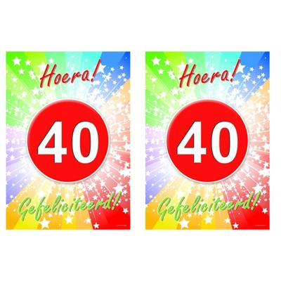 Verjaardag deurposter - 2x - 40 jaar - 59 x 42 cm - leeftijd feestartikelen