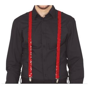 Carnaval verkleed bretels - pailletten rood - volwassenen/heren/dames   -