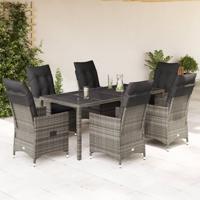 7-delige Tuinset met kussens poly rattan grijs