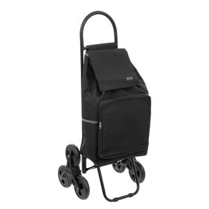 Boodschappen trolley tas met trapwielen - inhoud 40 liter - zwart - 43 x 36 x 99 cm