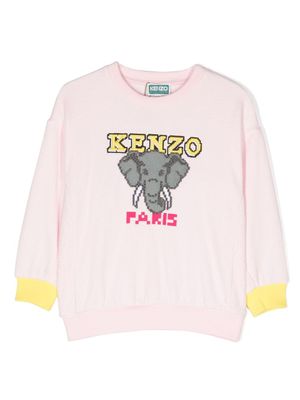 Kenzo Kids sweat à logo brodé - Rose