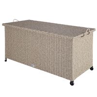 Polyrattan Kussenbox Creme 122x56x61cm met Wielen