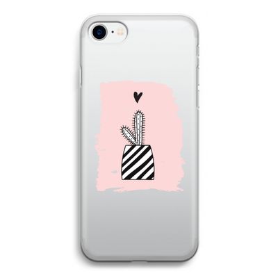 Zwart-wit cactus: iPhone SE 2020 Transparant Hoesje