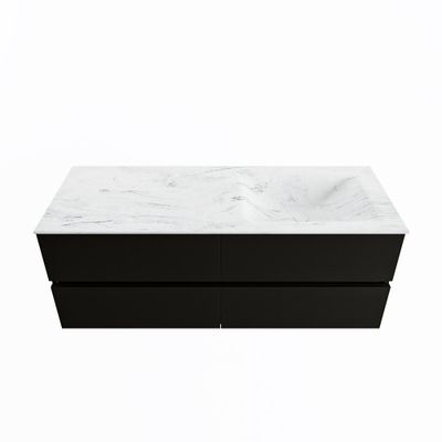 MONDIAZ VICA-DLUX 130cm badmeubel onderkast Urban 4 lades. Inbouw wastafel CLOUD rechts 1 kraangat, kleur Opalo.