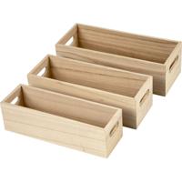 Creativ Company Opslag kratten, h: 6,5-7,5 cm, l: 22+23,5+25 cm, b: 6,5+7,5+8,5 cm, 3 stuk/ 1 set
