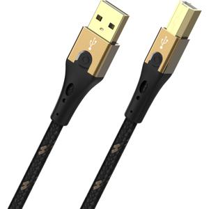 Oehlbach USB-kabel USB 2.0 USB-A stekker, USB-B stekker 5.00 m Zwart/goud D1C9544