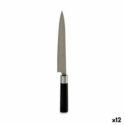 Keukenmes Kinvara Zwart Zilverkleurig Roestvrij staal Plastic 3,5 x 33,5 x 2,2 cm (12 Stuks)