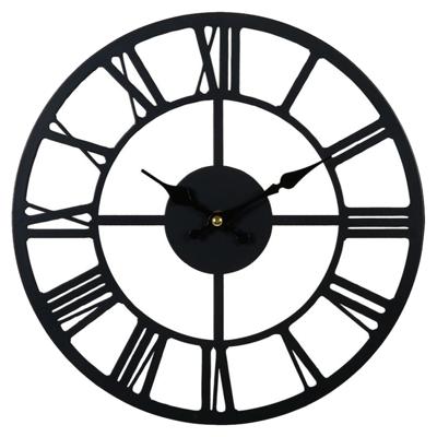 Ostaria Wandklok/muur klok Uliss - D30 cm - metaal - zwart - keuken/kamer