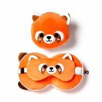 Relaxeazzz Rode Panda knuffel/reiskussen/slaapmasker - 2-in-1 set - voor kinderen   -