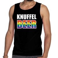 Knuffel beer tanktop/mouwloos shirt zwart heren