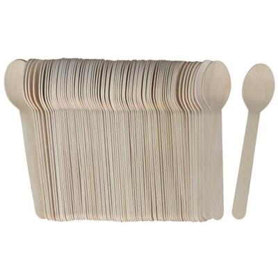 Gerimport Lepels - bamboe - 80x stuks - naturel - 16 cm - verjaardag/camping/bbq