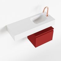 Toiletmeubel Mondiaz Andor | 80 cm | Meubelkleur Fire | Lex vrijhangend wastafel Talc Rechts | 1 kraangat