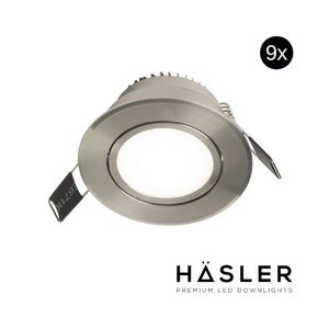 Inbouwspot Häsler Tordera Incl. Fase Aansnijding Dimbaar 8 cm 4 Watt Helder Wit RVS Set 9x