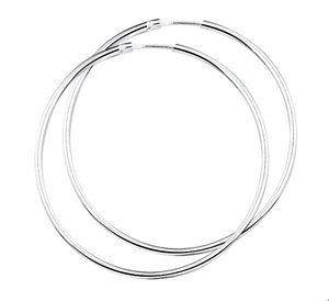 Oorringen zilver Ronde buis zilver 2 x 44 mm