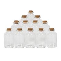 12x Kleine decoratieve glazen flesjes met kurken dop 30 ml - Decoratieve flessen