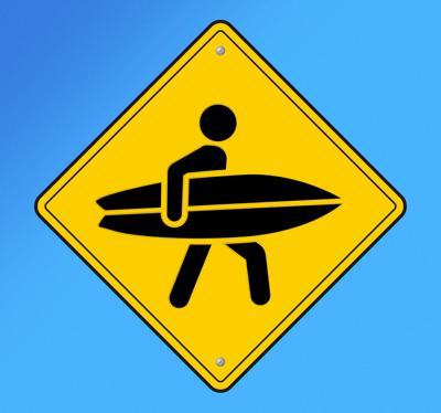 Muursticker overstekende surfers