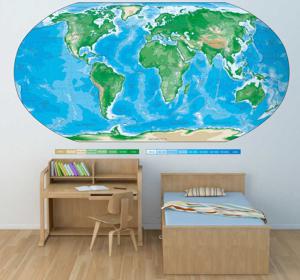Sticker wereldkaart kleur atlas
