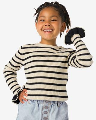 HEMA Kindertrui Rib Strepen Ecru (ecru)
