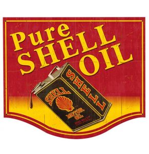 Pure Shell Oil Retro Zwaar Metalen Bord 48 x 40,5 cm