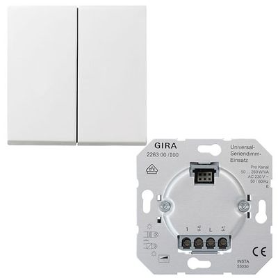 Gira Serie Tastdimmer Systeem 3000 - 540200 20-210W met dim drukknop zuiverwit glanzend