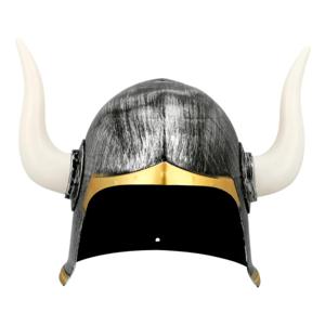 Carnaval verkleed Viking helm - grijs - met hoorns - polyester - heren