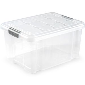 1x Opslagbakken/organizers met deksel 16 liter 40 cm transparant - Opbergbox